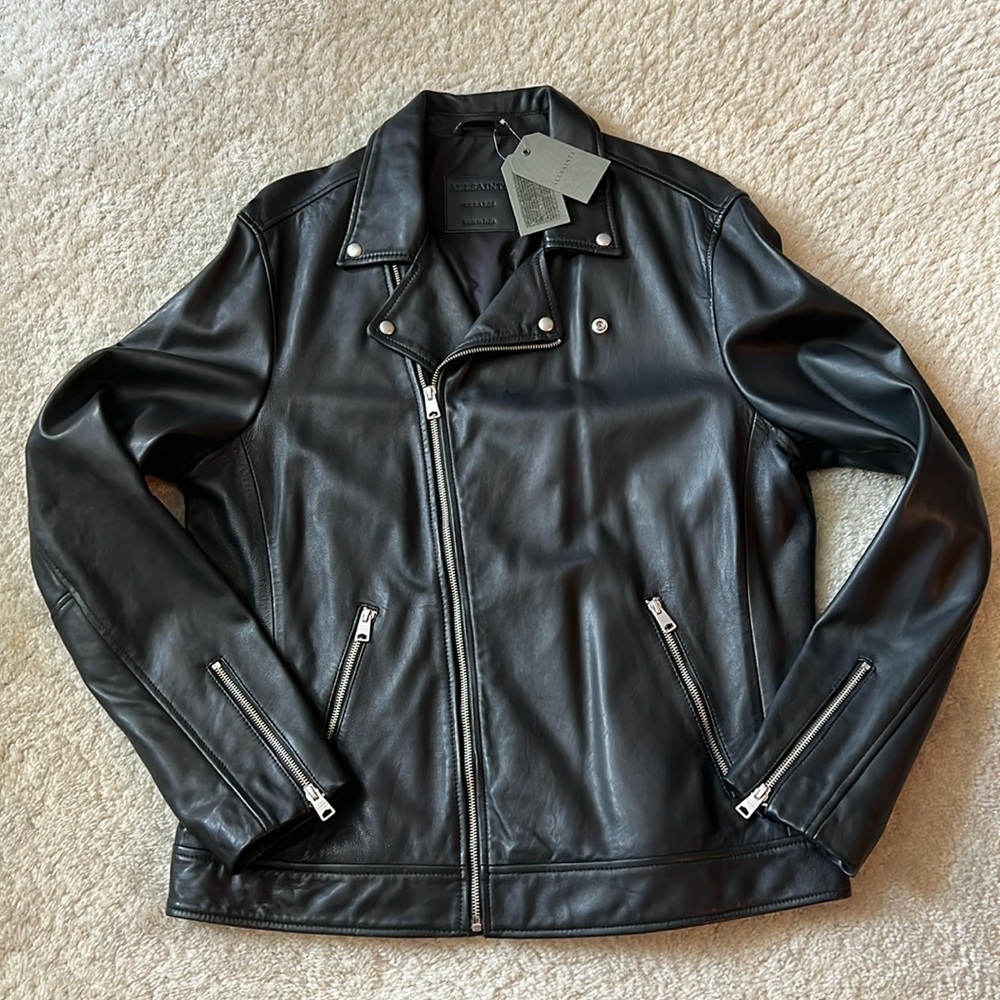 Men’s ALLSAINTS Tyson Leather Biker Jacket Black XXL